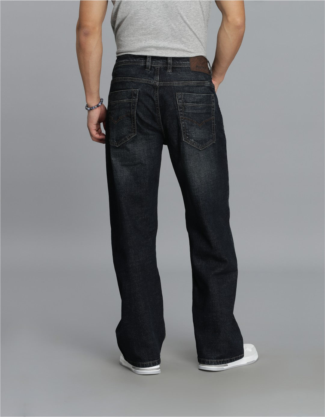 Dk Blue 5 Pocket Midrise Loose Fit Cropped Jeans