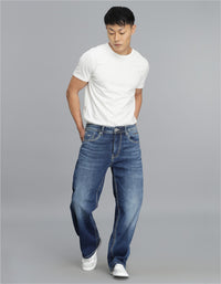 Med Blue 5 Pocket Midrise Loose Fit Cropped Jeans