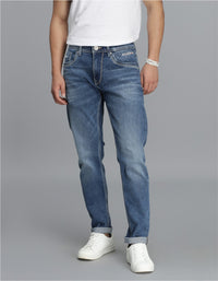 Med Blue 5 Pocket Low-Rise Ankle Length Jeans