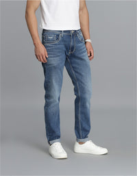 Med Blue 5 Pocket Low-Rise Ankle Length Jeans
