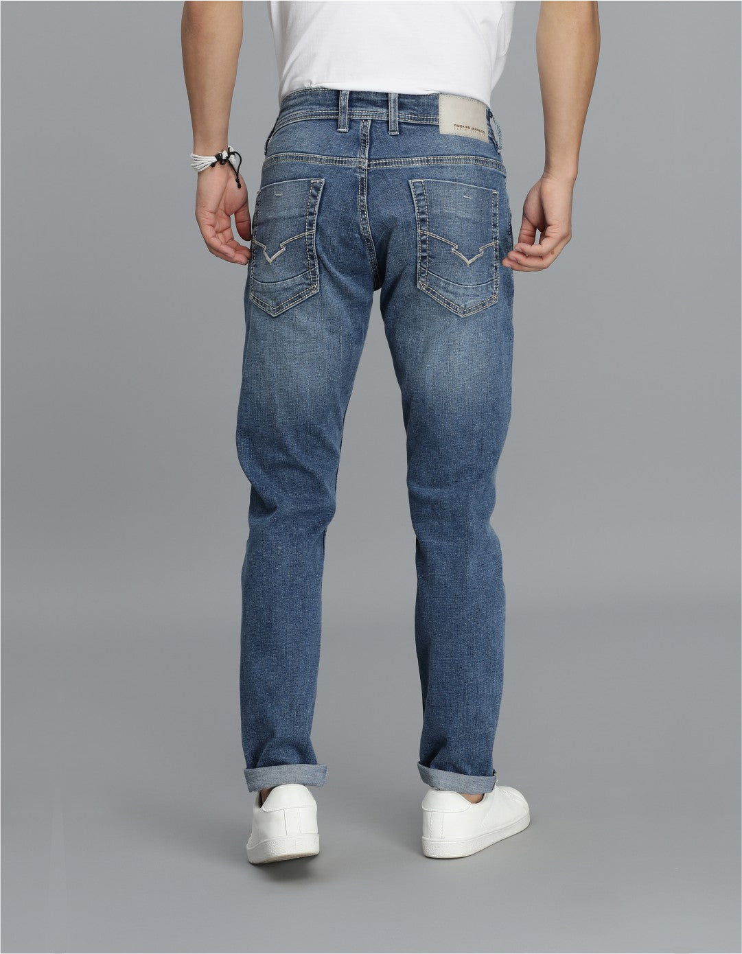 Med Blue 5 Pocket Low-Rise Ankle Length Jeans