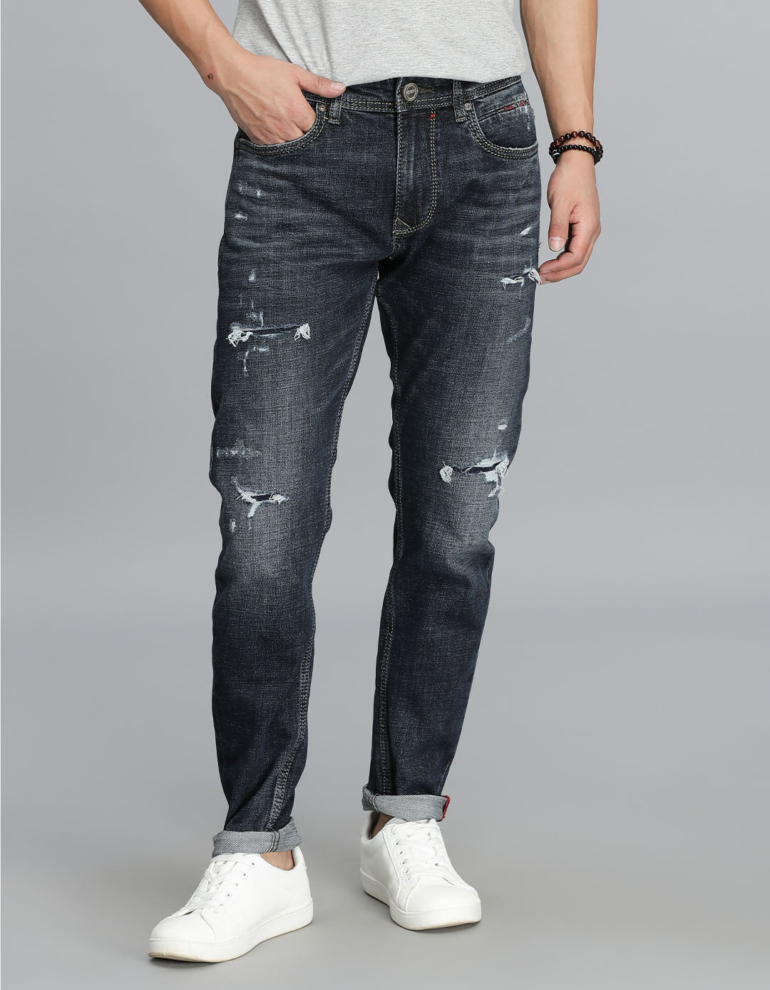 Dk Blue 5 Pocket Low-Rise Ankle Length Jeans