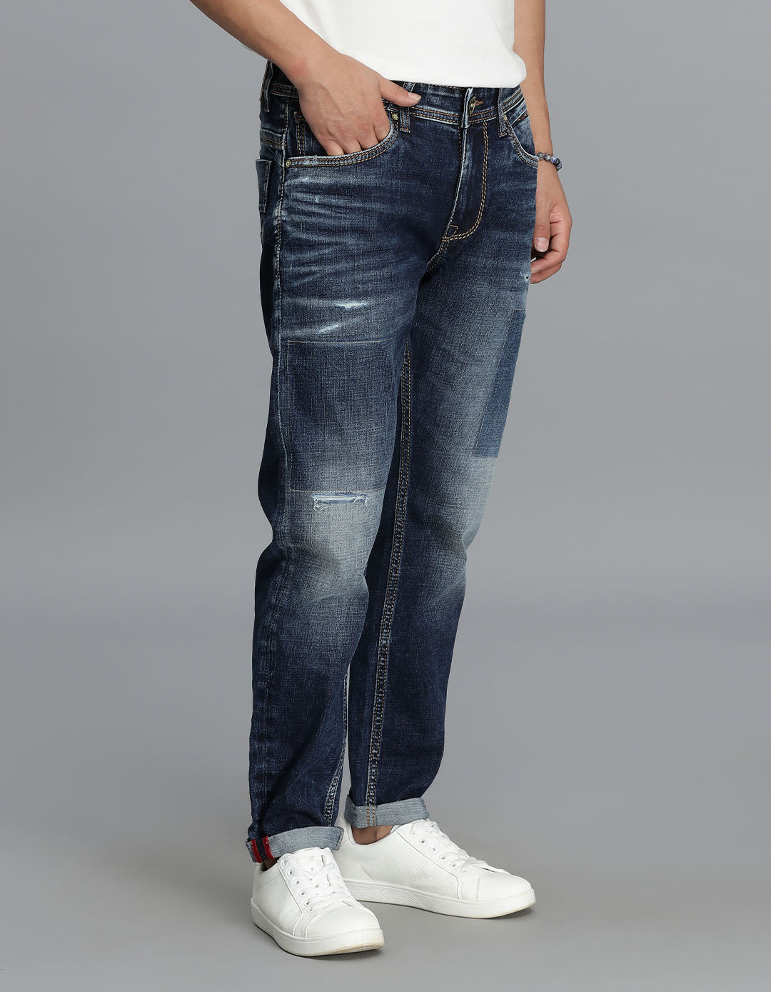 Dk Blue 5 Pocket Low-Rise Ankle Length Jeans