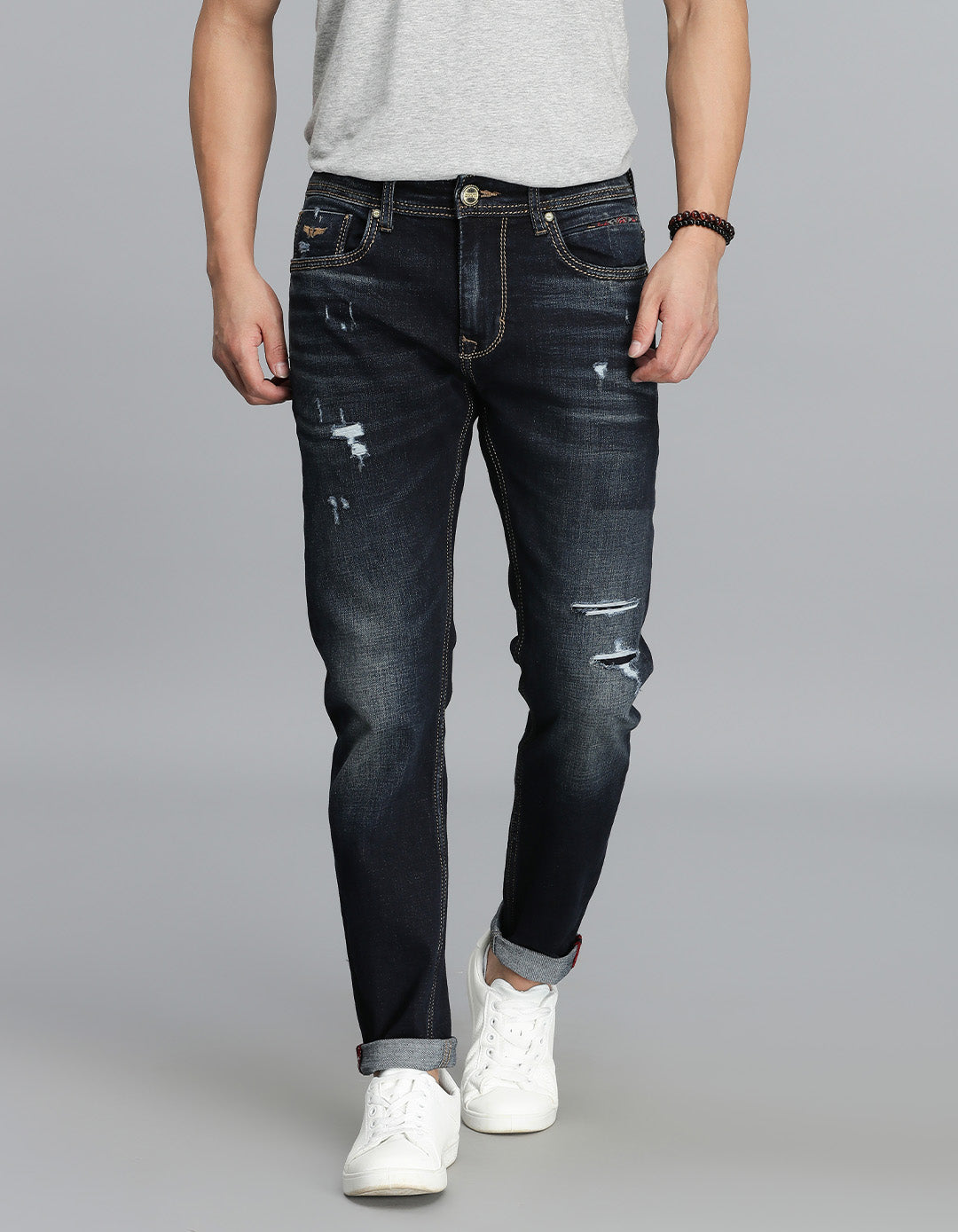 Dk Blue 5 Pocket Low-Rise Ankle Length Jeans