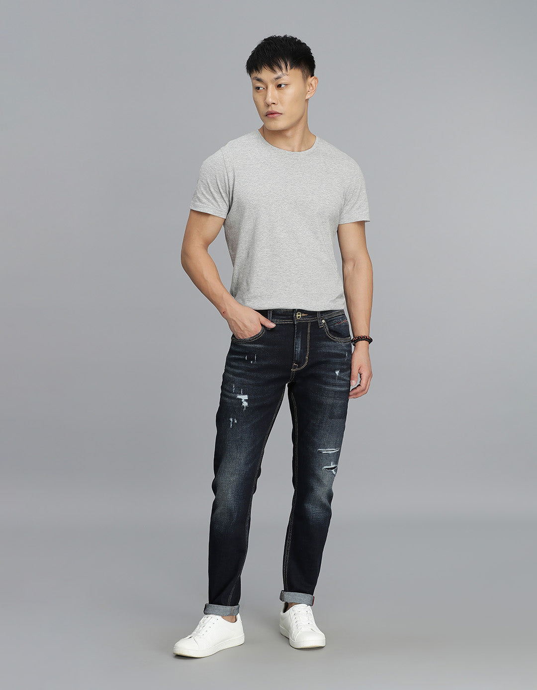 Dk Blue 5 Pocket Low-Rise Ankle Length Jeans