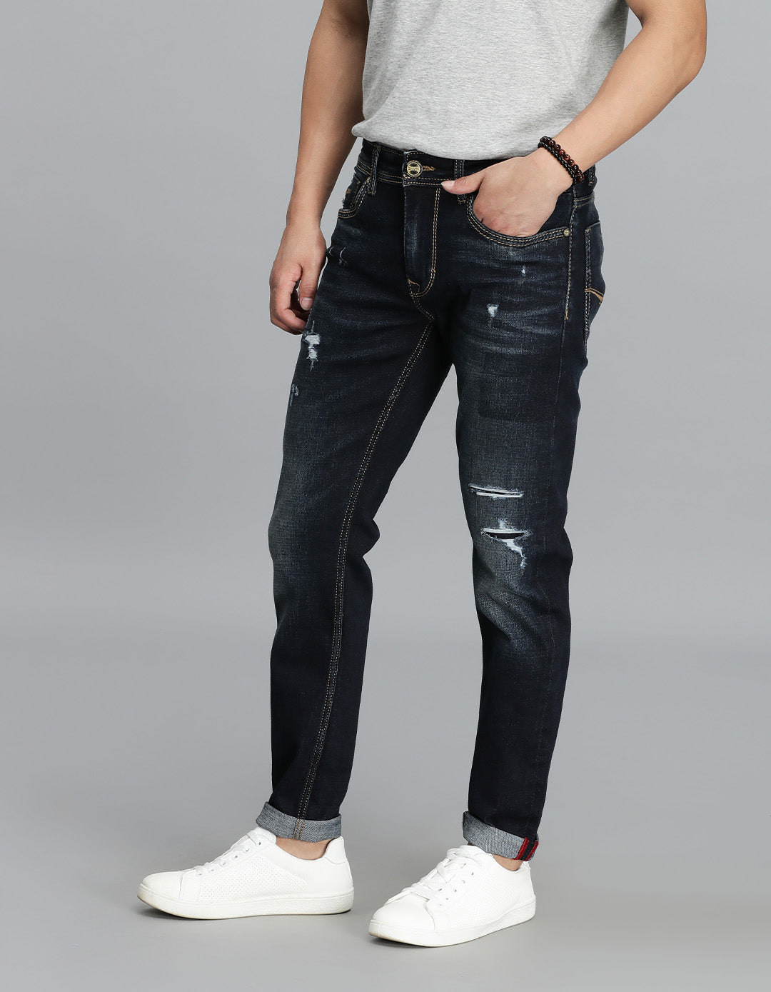 Dk Blue 5 Pocket Low-Rise Ankle Length Jeans