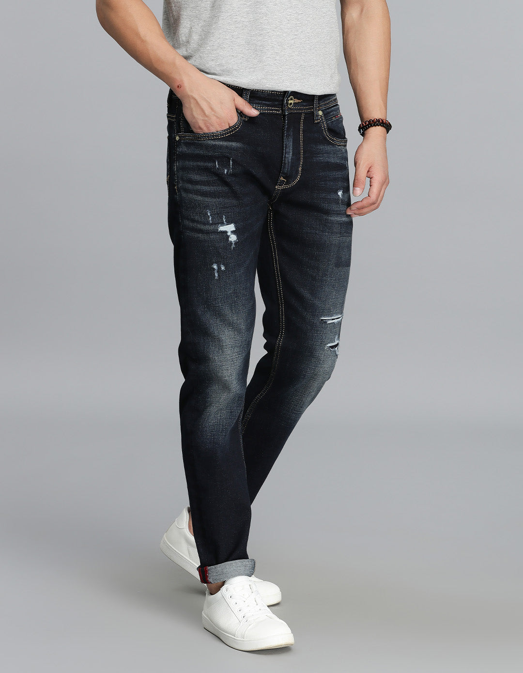 Dk Blue 5 Pocket Low-Rise Ankle Length Jeans