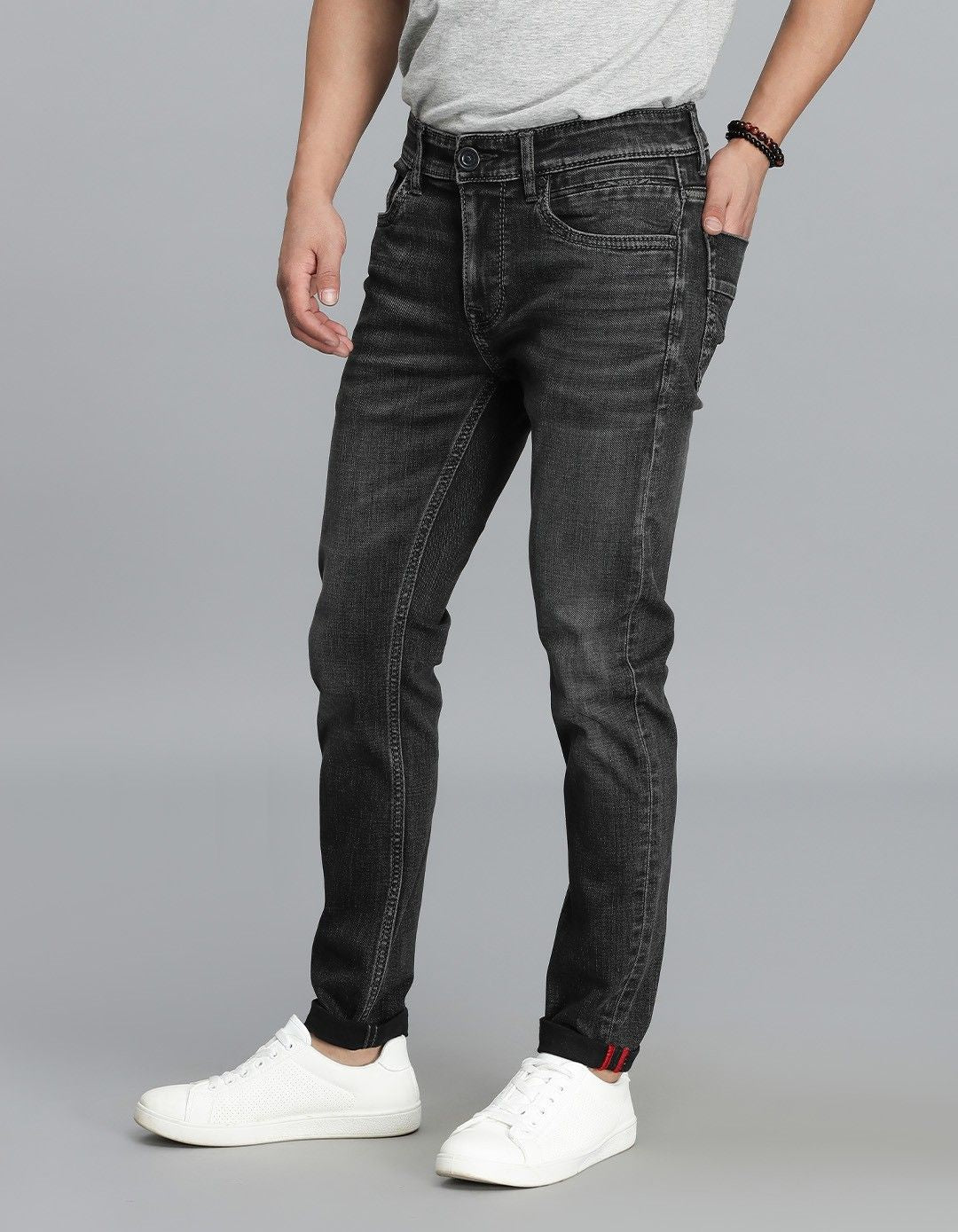 Charcoal 5 Pocket Low-Rise Ankle Length Jeans
