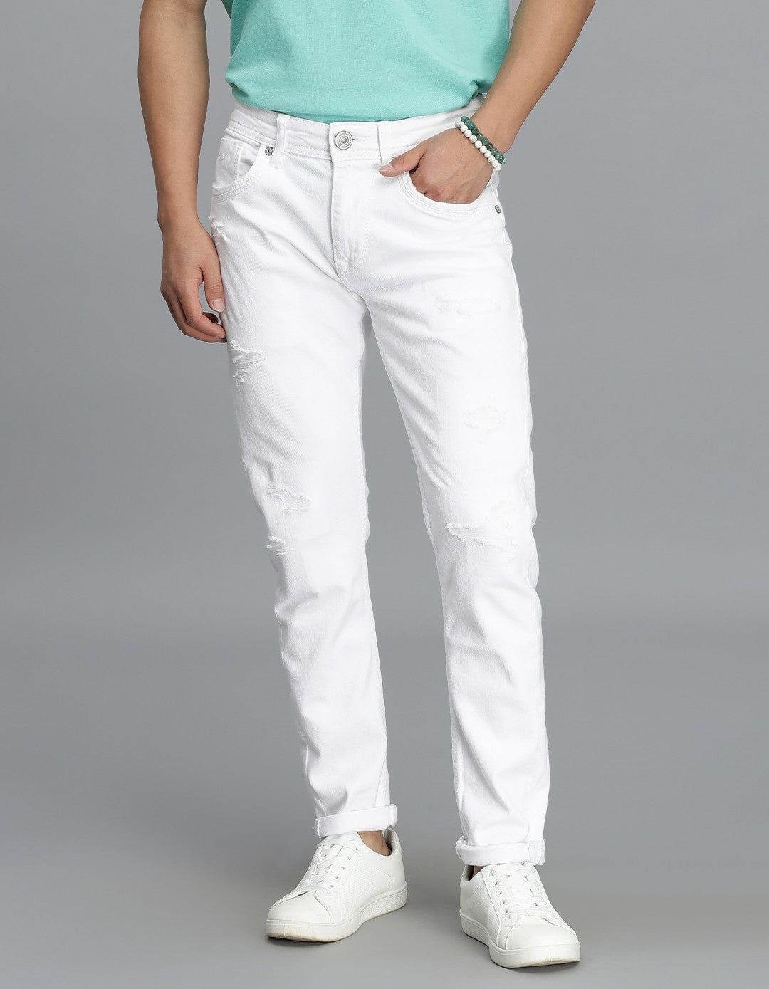White 5 Pocket Low-Rise Ankle Length Jeans