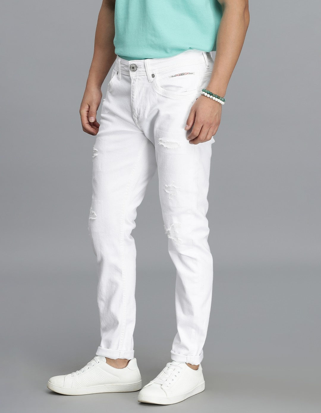 White 5 Pocket Low-Rise Ankle Length Jeans