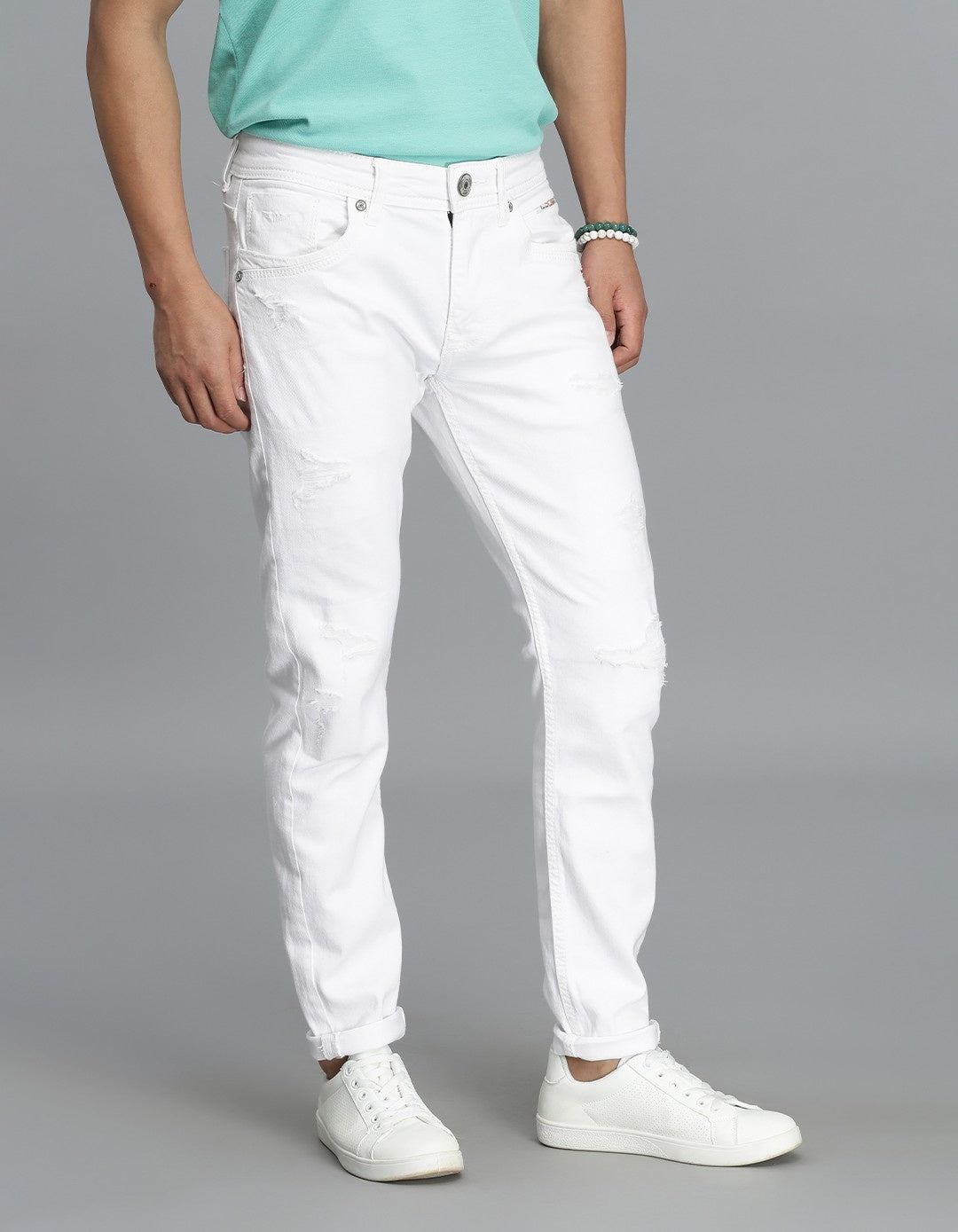 White 5 Pocket Low-Rise Ankle Length Jeans