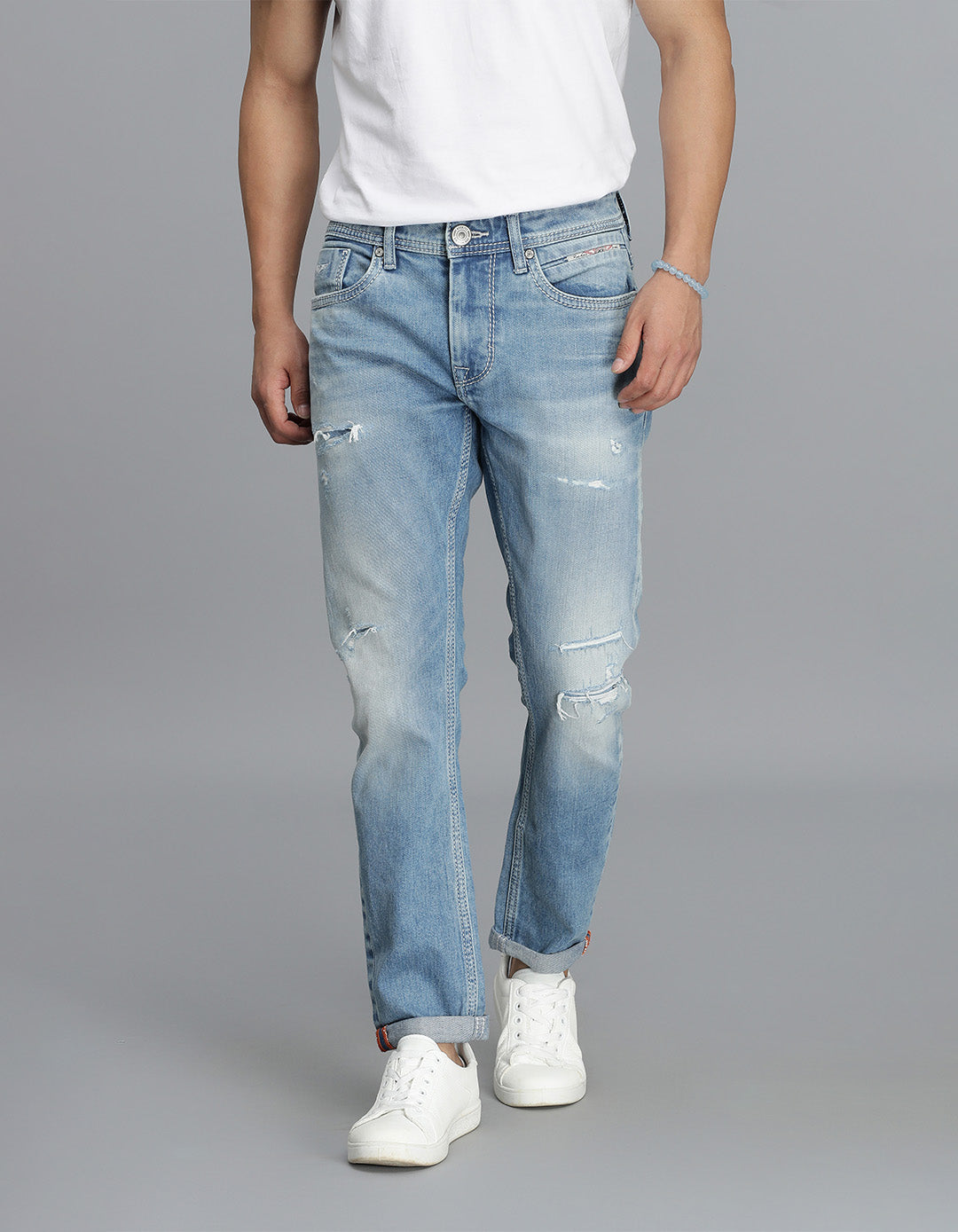 Lt Blue 5 Pocket Low-Rise Ankle Length Jeans