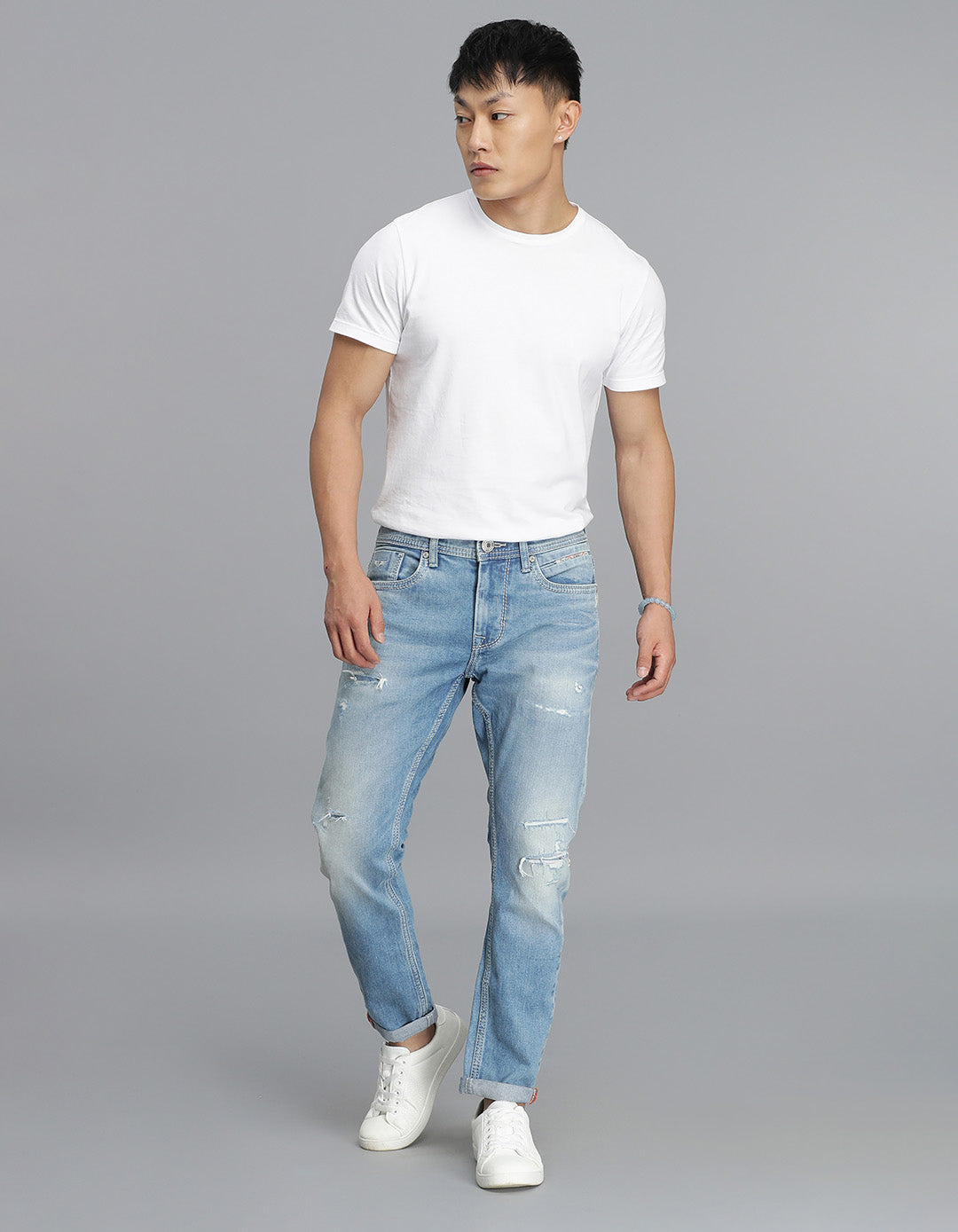 Lt Blue 5 Pocket Low-Rise Ankle Length Jeans