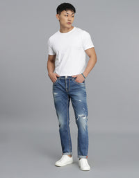 Med Blue 5 Pocket Low-Rise Ankle Length Jeans