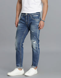 Med Blue 5 Pocket Low-Rise Ankle Length Jeans