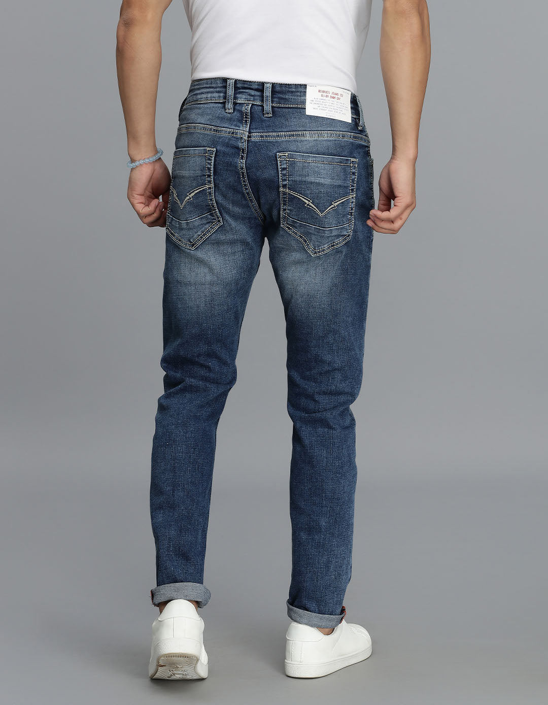 Med Blue 5 Pocket Low-Rise Ankle Length Jeans
