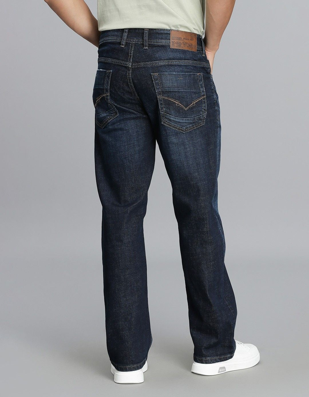 Dk Blue 5 Pocket Mid Rise Loose Boot Leg Cropped Jeans
