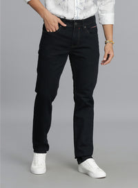 Dk Blue 5 Pocket Mid-Rise Slim Straight Fit Jeans