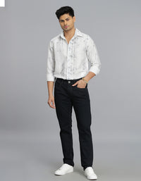 Dk Blue 5 Pocket Mid-Rise Slim Straight Fit Jeans