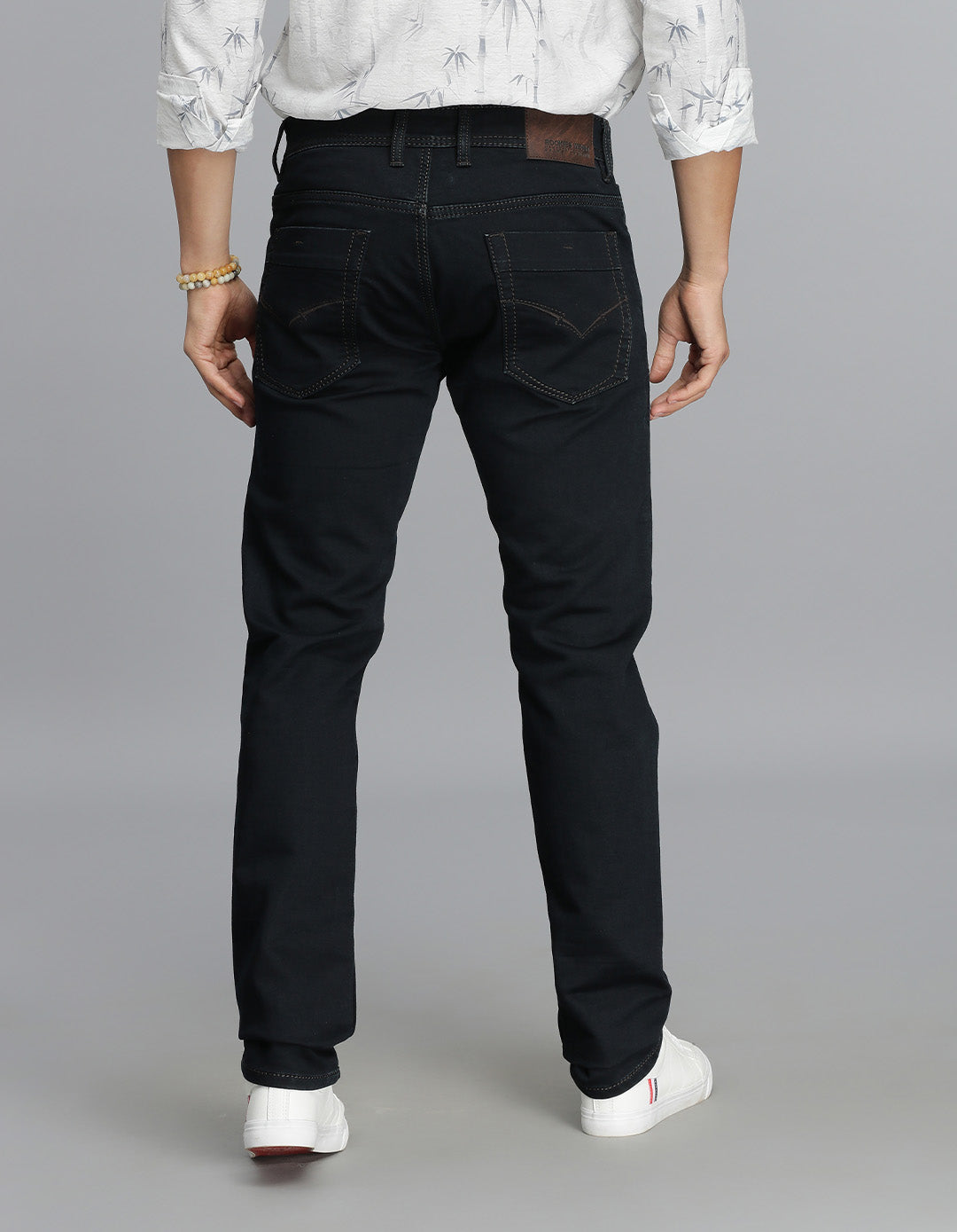 Dk Blue 5 Pocket Mid-Rise Slim Straight Fit Jeans