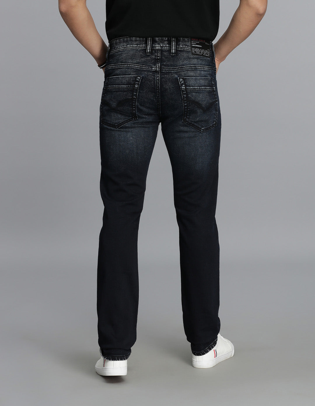 Dk Blue 5 Pocket Mid-Rise Slim Straight Fit Jeans