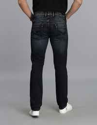Dk Blue 5 Pocket Mid-Rise Slim Straight Fit Jeans