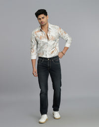 Dk Blue 5 Pocket Mid-Rise Slim Straight Fit Jeans