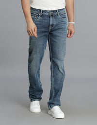 Med Blue 5 Pocket Midrise, Comfort And Straight Fit Jeans