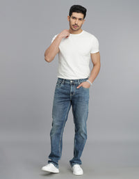 Med Blue 5 Pocket Midrise, Comfort And Straight Fit Jeans