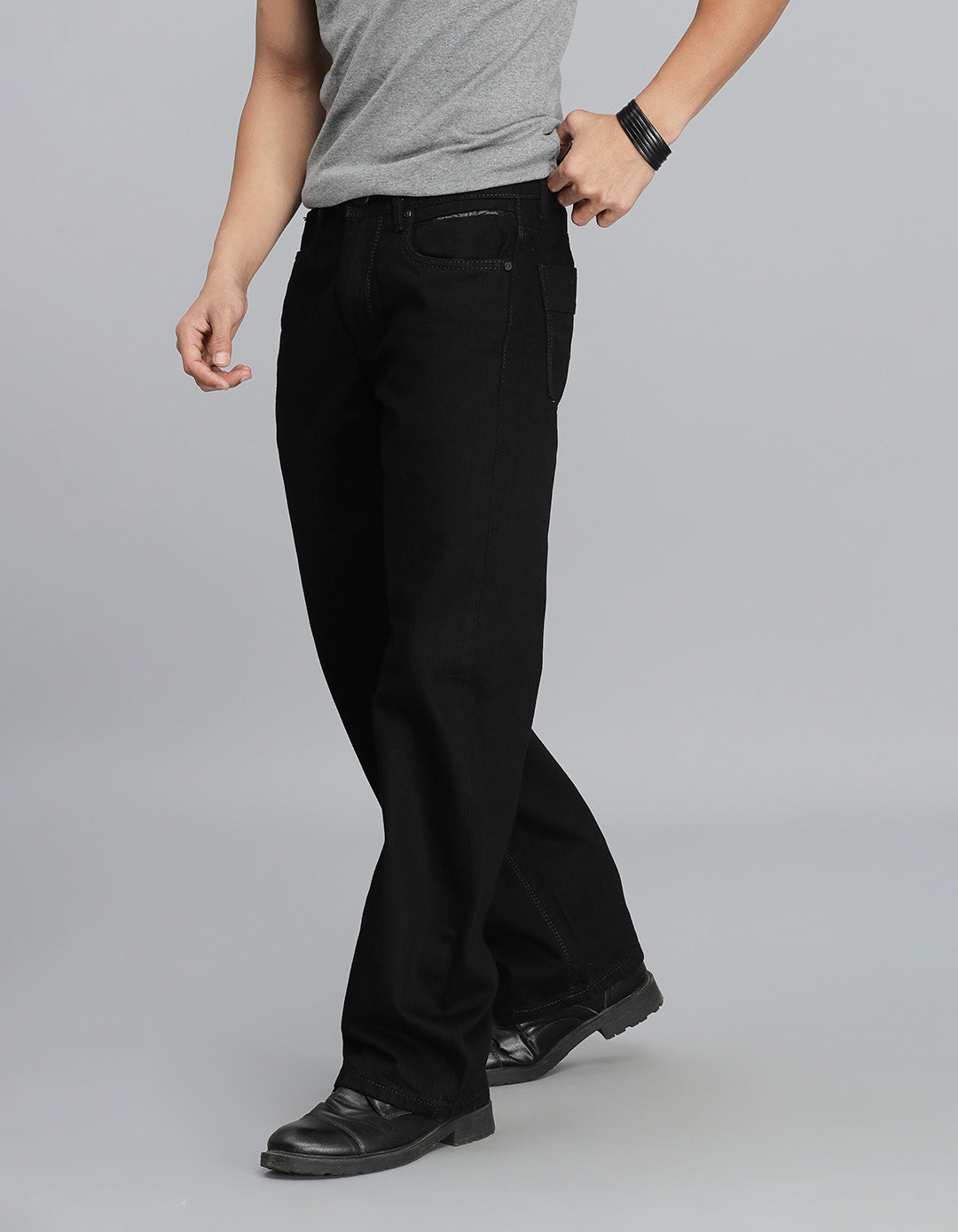Med Blue 5 Pocket Midrise Loose Fit Jeans
