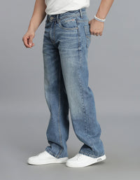 Med Blue 5 Pocket Midrise Loose Fit Jeans