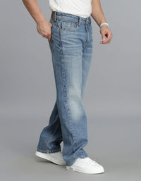 Med Blue 5 Pocket Midrise Loose Fit Jeans