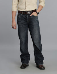 Dk Blue 5 Pocket Midrise Loose Fit Jeans