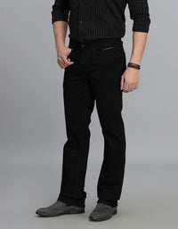 Black 5 Pocket Mid Rise Loose Boot Leg Jeans