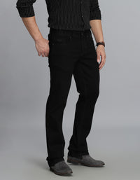 Black 5 Pocket Mid Rise Loose Boot Leg Jeans