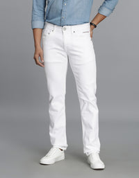 White 5 Pocket Mid-Rise Slim Straight Fit Jeans