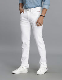 White 5 Pocket Mid-Rise Slim Straight Fit Jeans