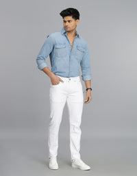 White 5 Pocket Mid-Rise Slim Straight Fit Jeans