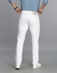 White 5 Pocket Mid-Rise Slim Straight Fit Jeans