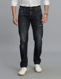 Dk Blue 5 Pocket Mid-Rise Slim Straight Fit Jeans