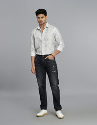 Dk Blue 5 Pocket Mid-Rise Slim Straight Fit Jeans