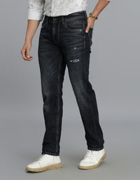Dk Blue 5 Pocket Mid-Rise Slim Straight Fit Jeans