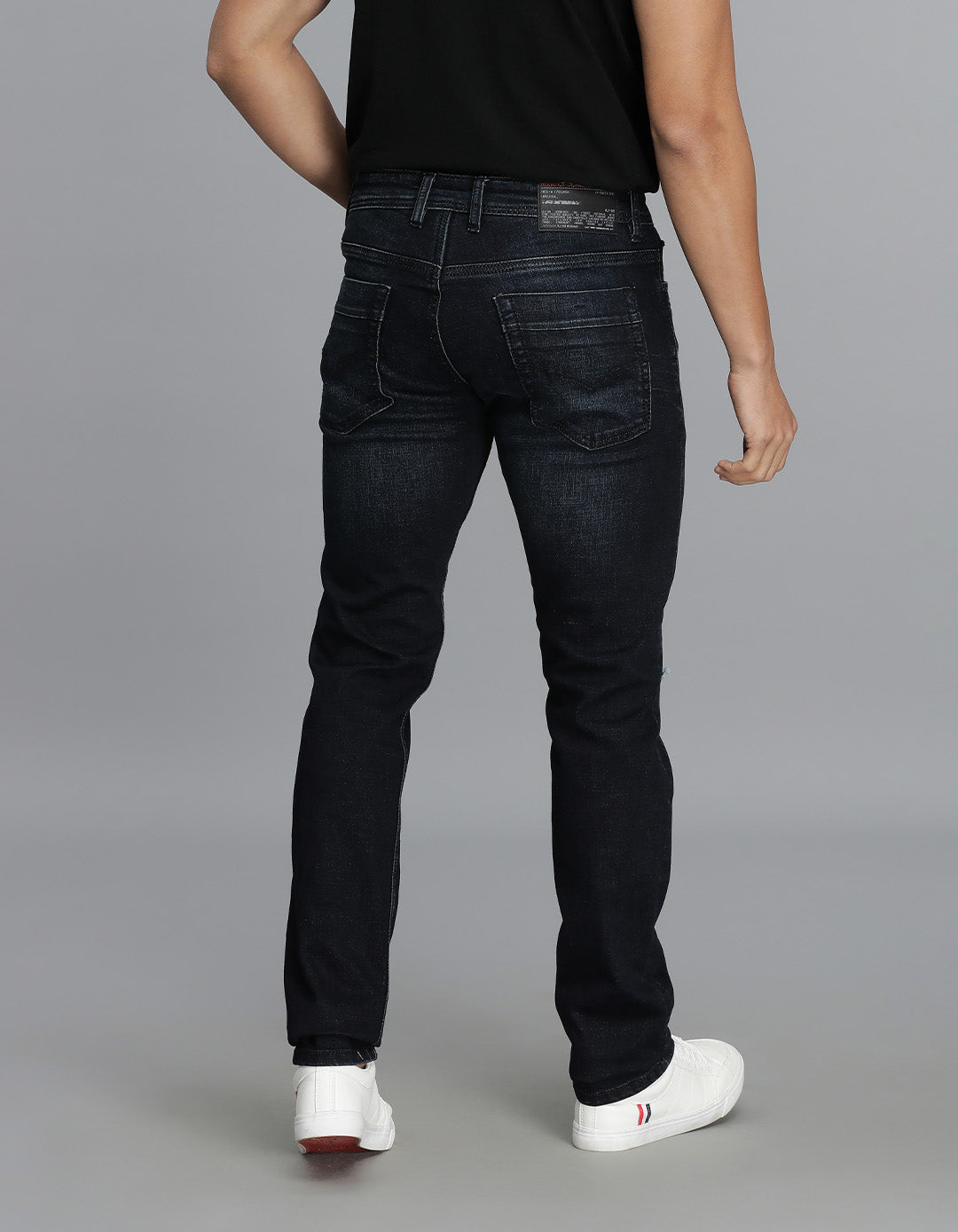 Dk Blue 5 Pocket Mid-Rise Slim Straight Fit Jeans