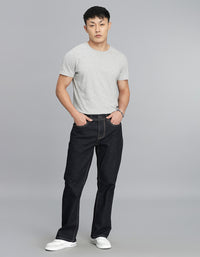 Dk Blue 5 Pocket Mid Rise Loose Boot Leg Cropped Jeans