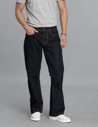 Dk Blue 5 Pocket Mid Rise Loose Boot Leg Cropped Jeans