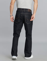 Dk Blue 5 Pocket Mid Rise Loose Boot Leg Cropped Jeans