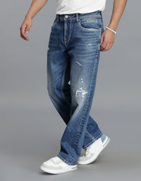 Med Blue 5 Pocket Midrise, Comfort Straight Fit Cropped Jeans