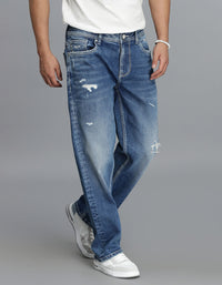 Med Blue 5 Pocket Midrise, Comfort Straight Fit Cropped Jeans