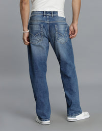 Med Blue 5 Pocket Midrise, Comfort Straight Fit Cropped Jeans