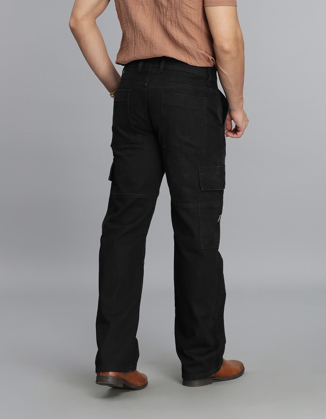 Black Loose Fit Denim Cargo Pant